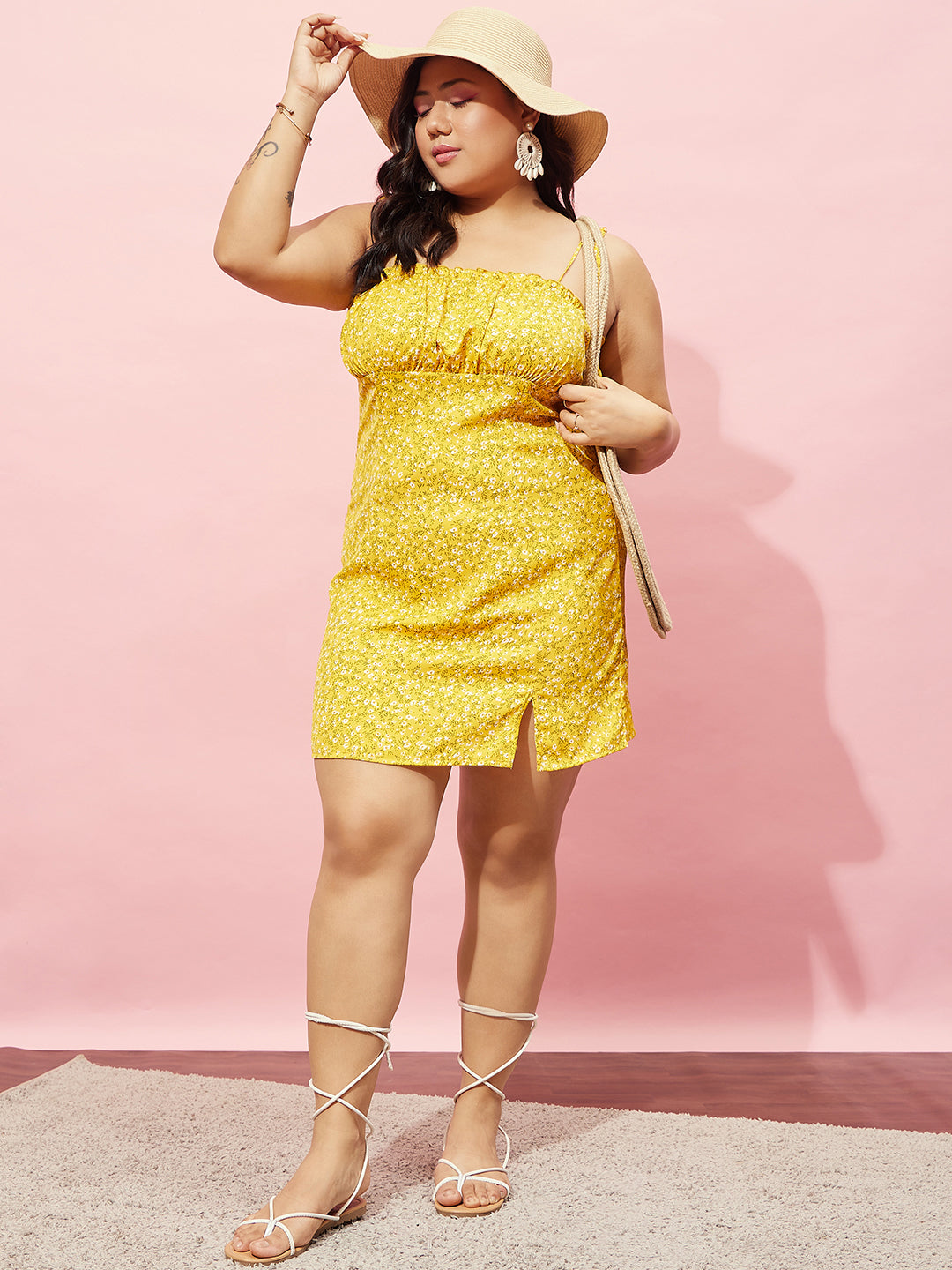 Yellow and white store plus size dress