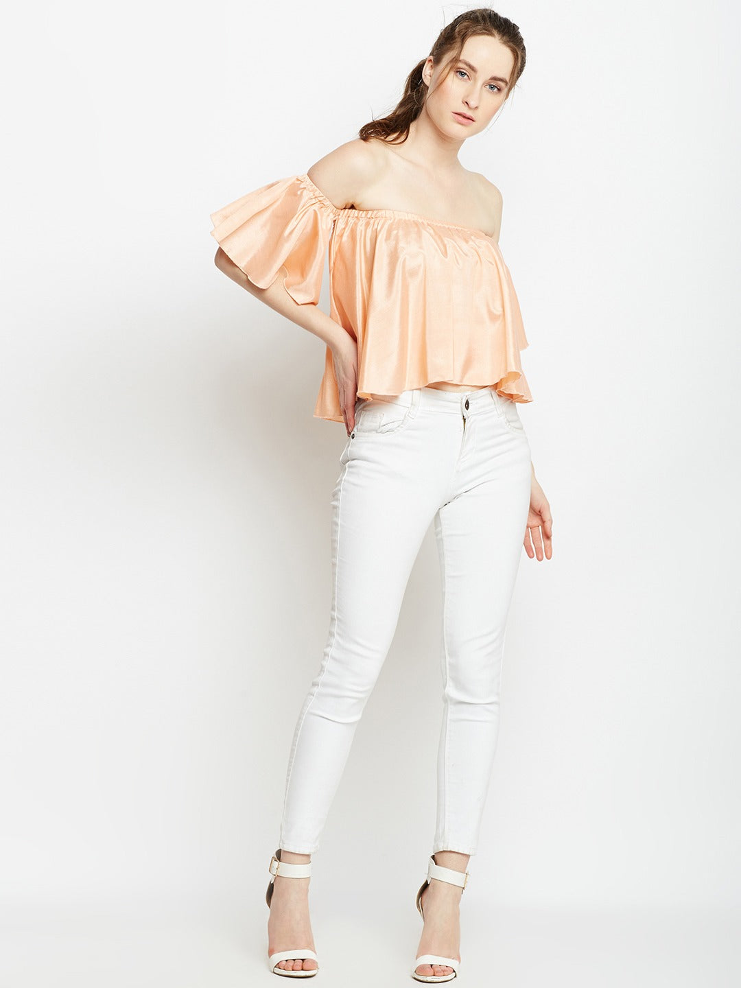 Peach outlet bardot top