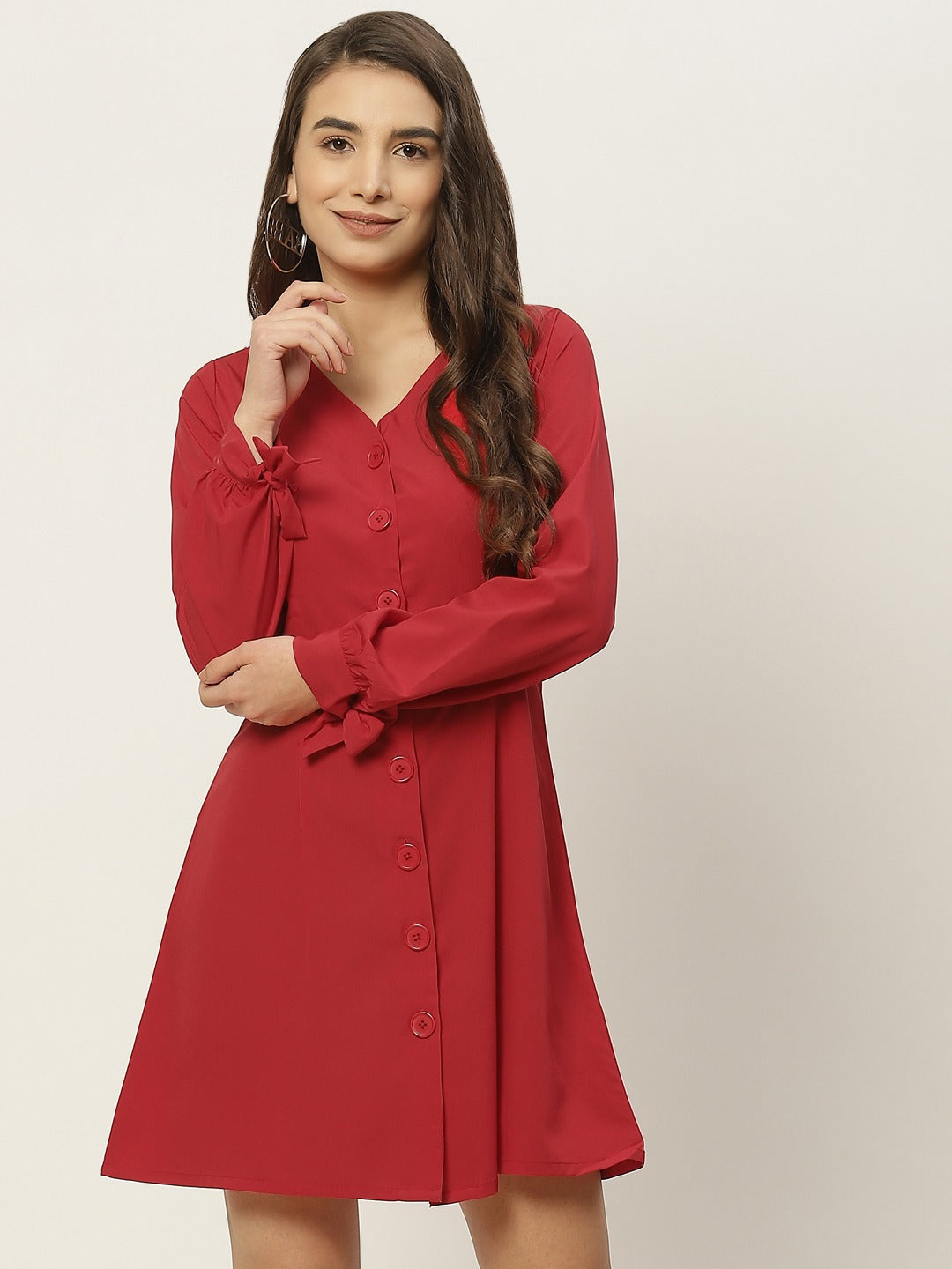 Button down clearance red dress