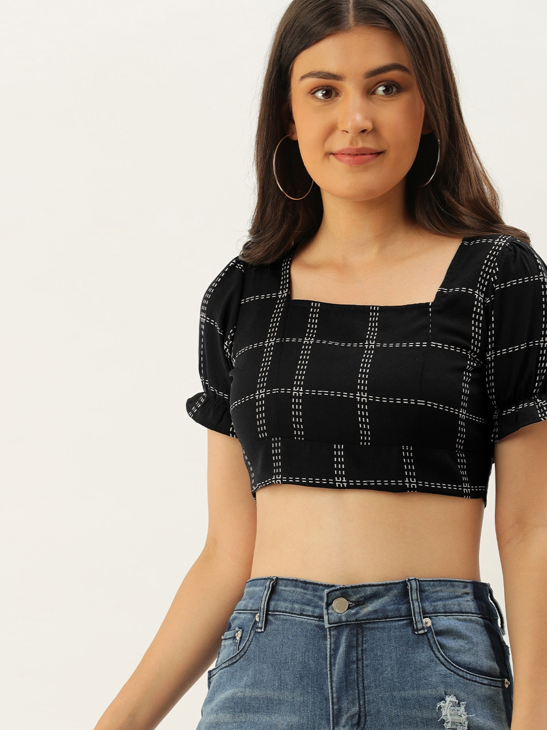 2023 Checkered Print Crop Top Cheeky Shorts Lounge Mapale 7406