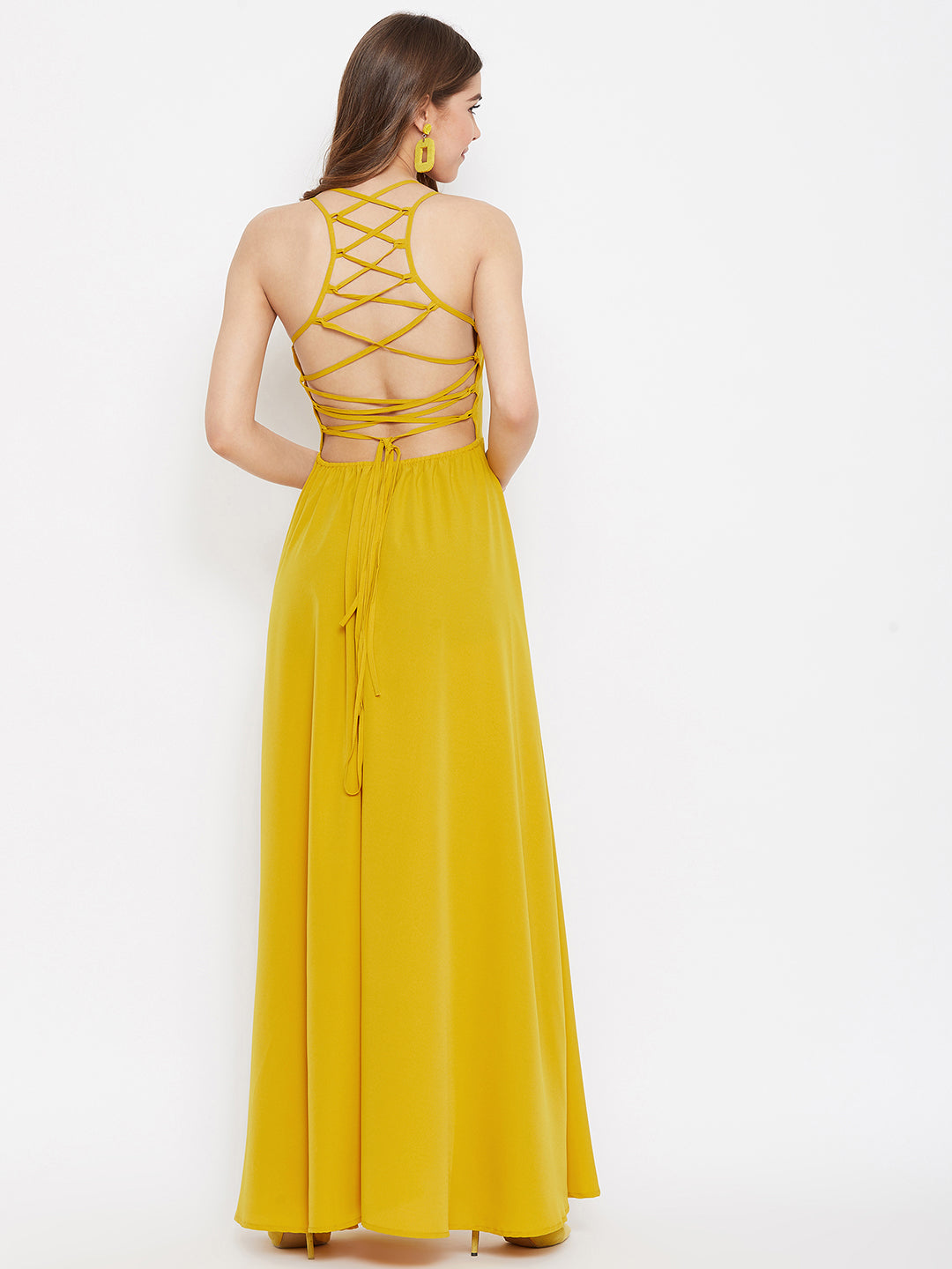 Mustard halter neck clearance dress