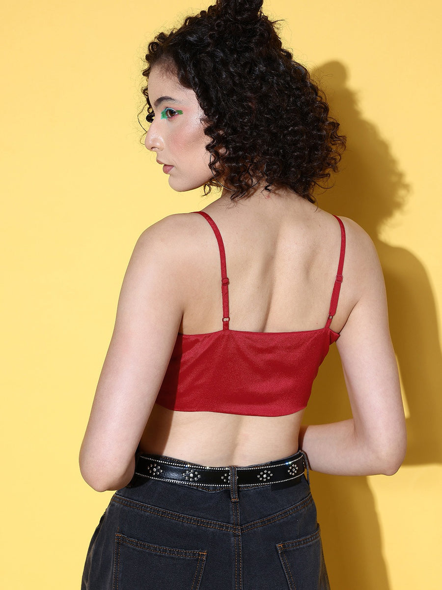 Alliss Red Lace Sleeveless Crop Top