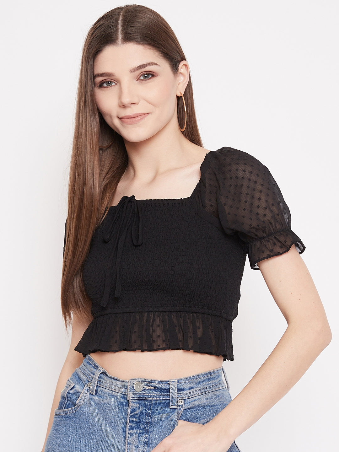 From the Shore Smocked Crop Top