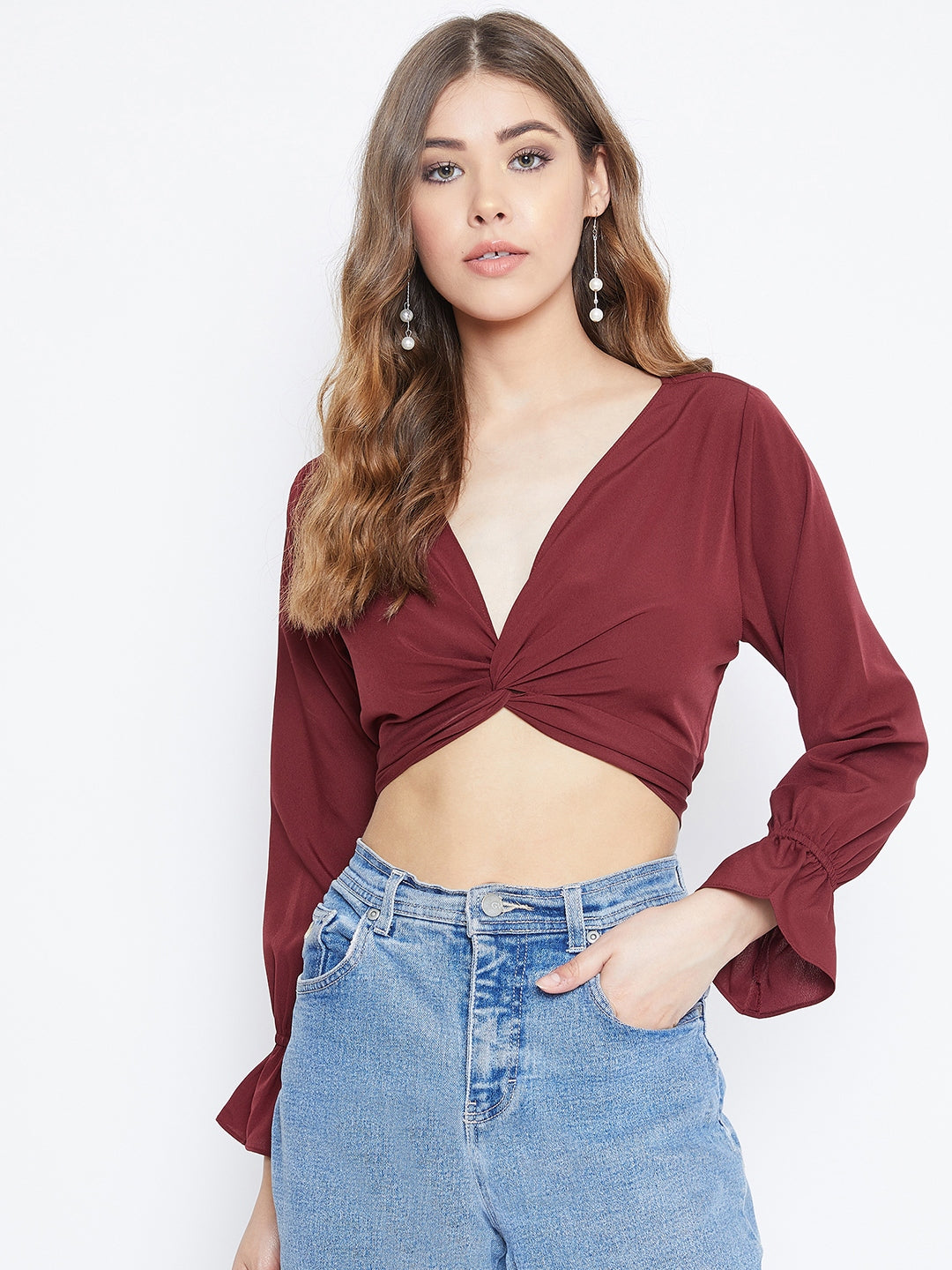 With Added Drama Bell Sleeve Crop Top