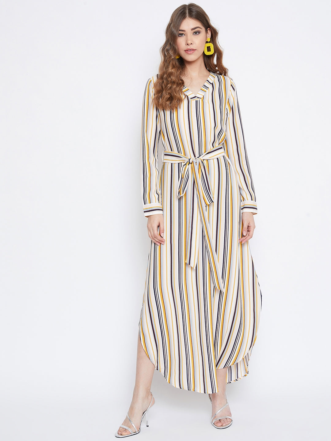 Maxi striped cheap shirt dress