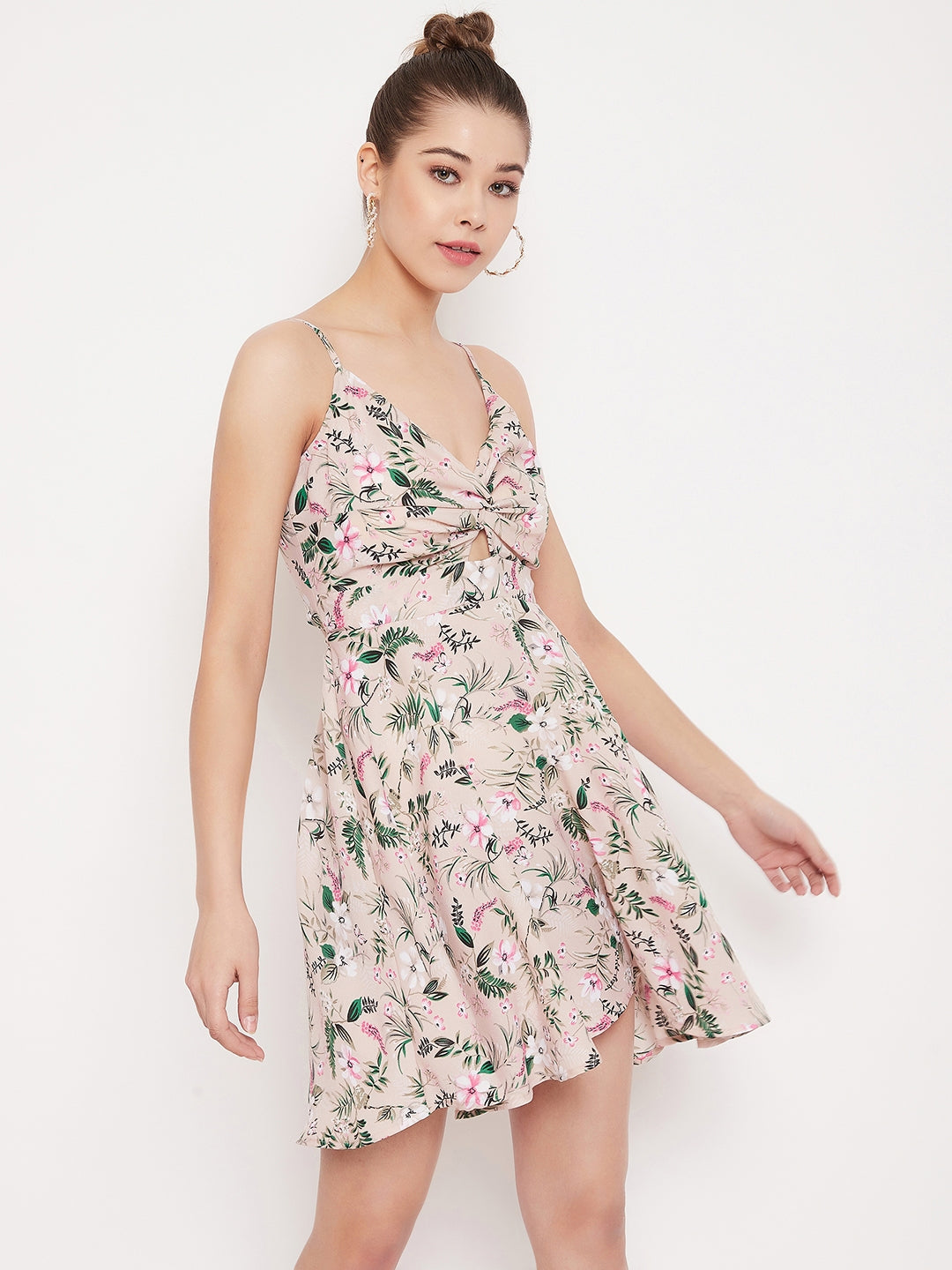 Hollister floral cami mini dress in white