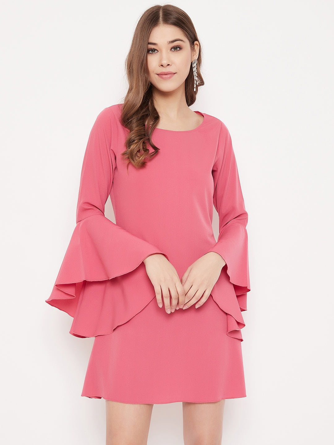 Pink flare sleeve dress sale