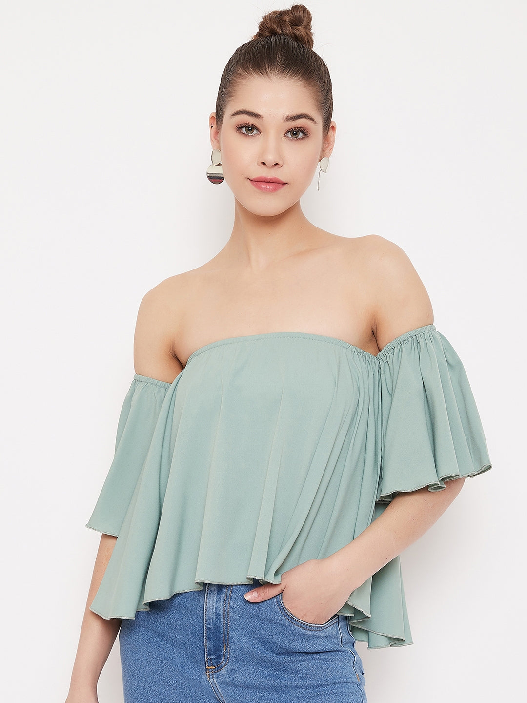 Green best sale bardot top