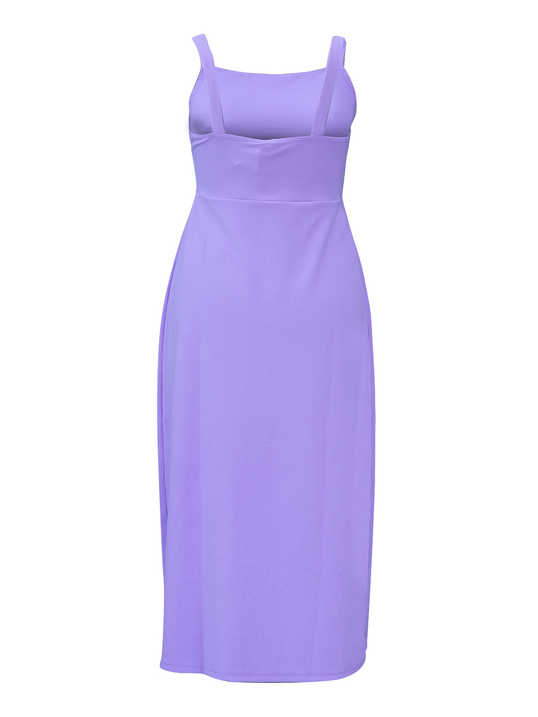 Berrylush Curve Women Purple Solid Shoulder Straps Split Thigh Maxi Dress