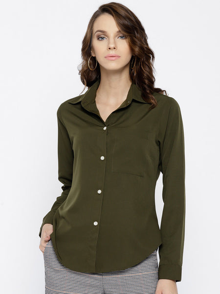 Olive Green Solid Shirt – Bushirt