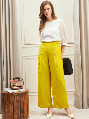 Chiclily Belted Wide Leg Pants for Women High Waisted Business Casual Palazzo  Pants Work Trousers Loose Flowy Summer Beach Lounge Pants with Pockets, US  Size Small in Yellow - Walmart.com