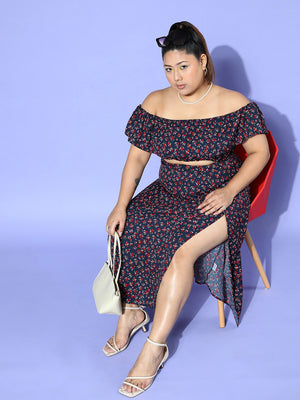 Plus size red on sale and blue skirt