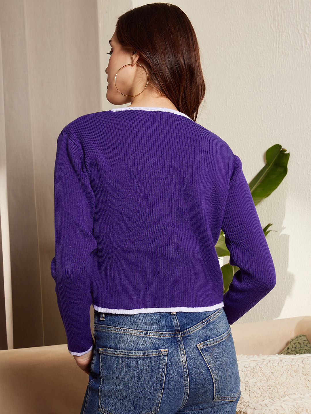 Cropped purple clearance sweater