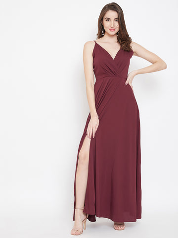 Women Purple V-Neck Long Sleeve Georgette Maxi Dress – SVB Ventures