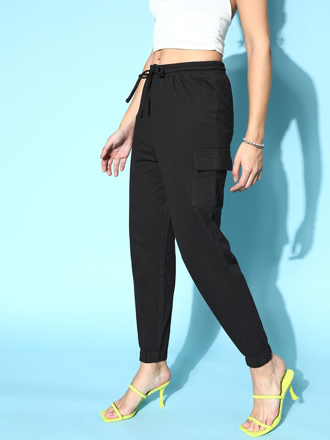 Buy TIECUTWAIST BLACK FLARE TROUSER for Women Online in India