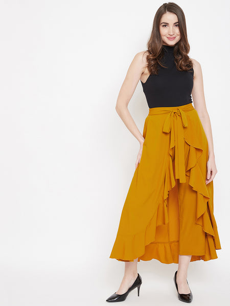 High Waisted Tie Up Flared Maxi Skirt - 290923 
