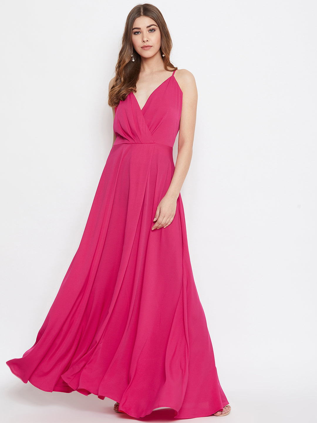 Pink colour maxi store dress