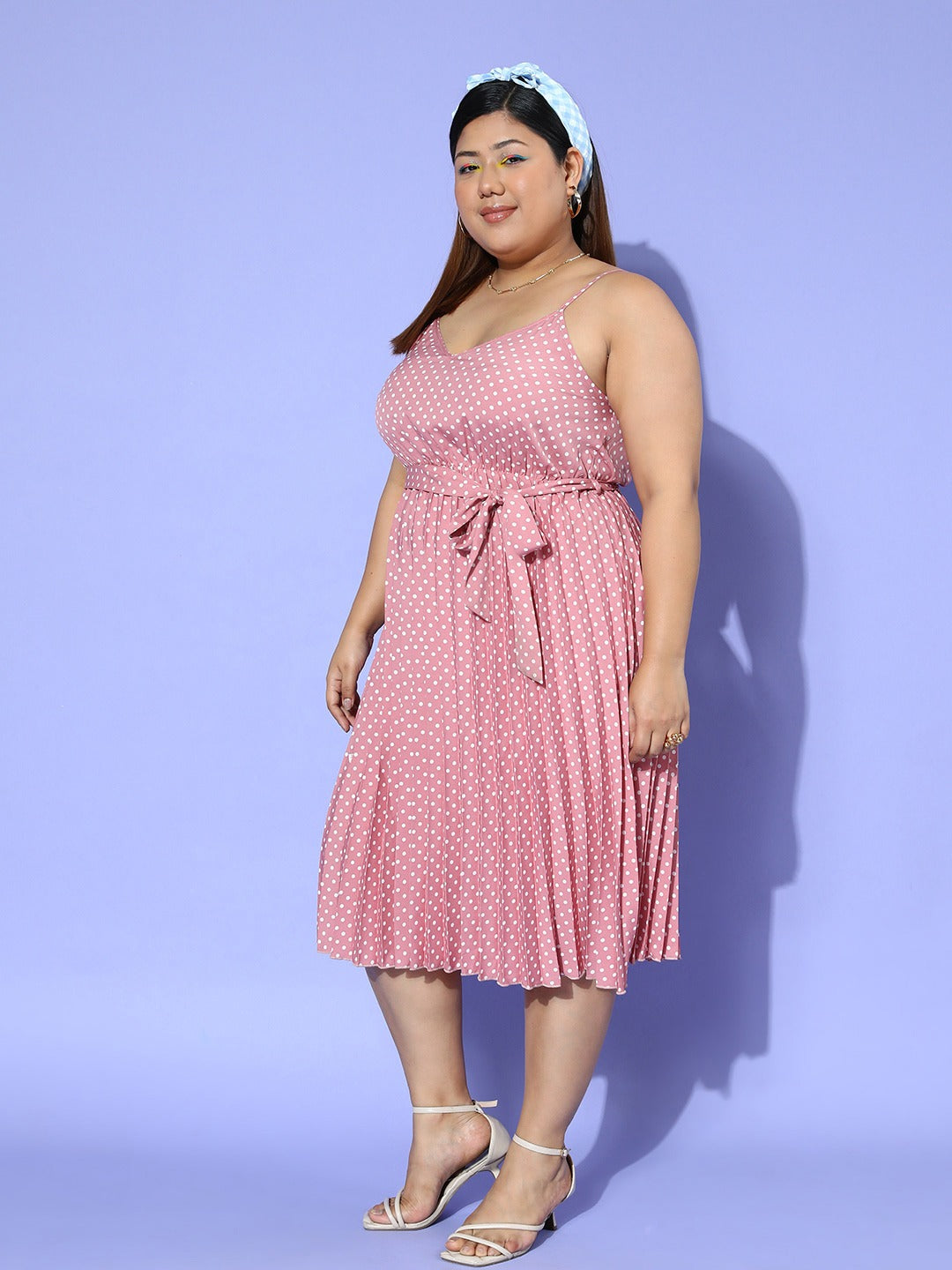 Plus size pink store polka dot dress