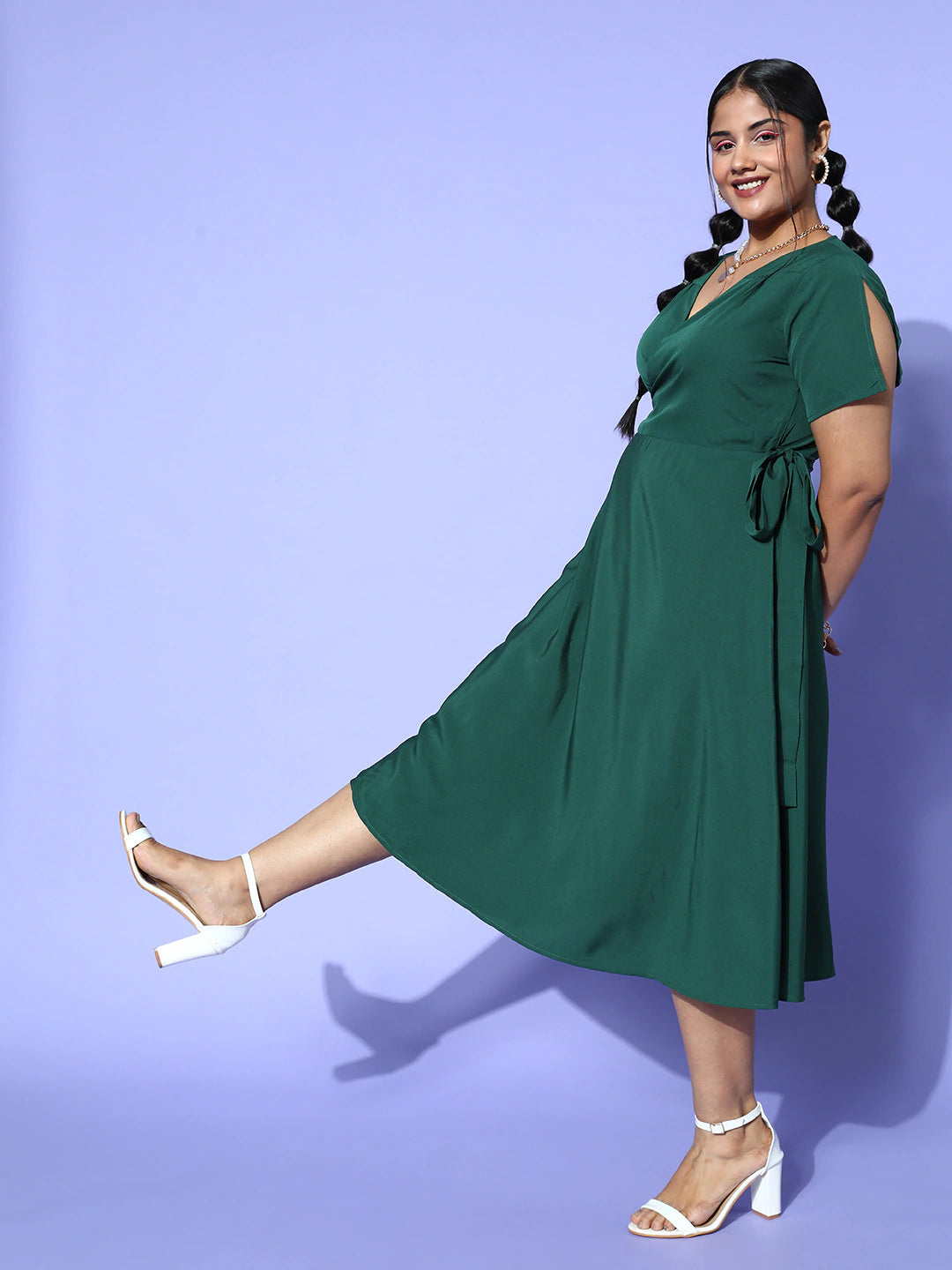 Plus size hotsell green wrap dress