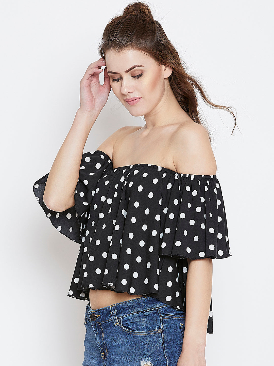 Black and best sale white bardot top