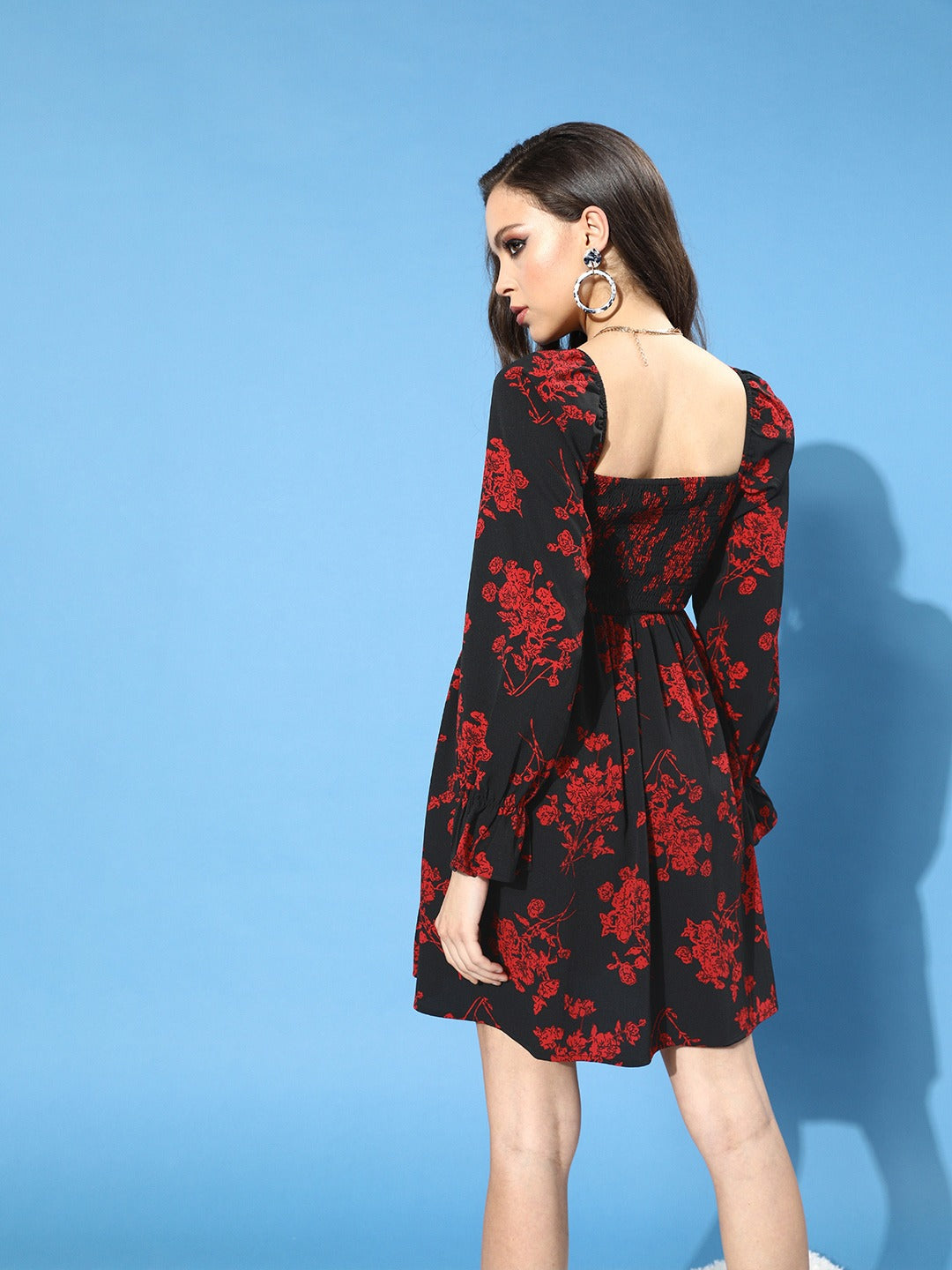 Black dress with 2024 red floral print