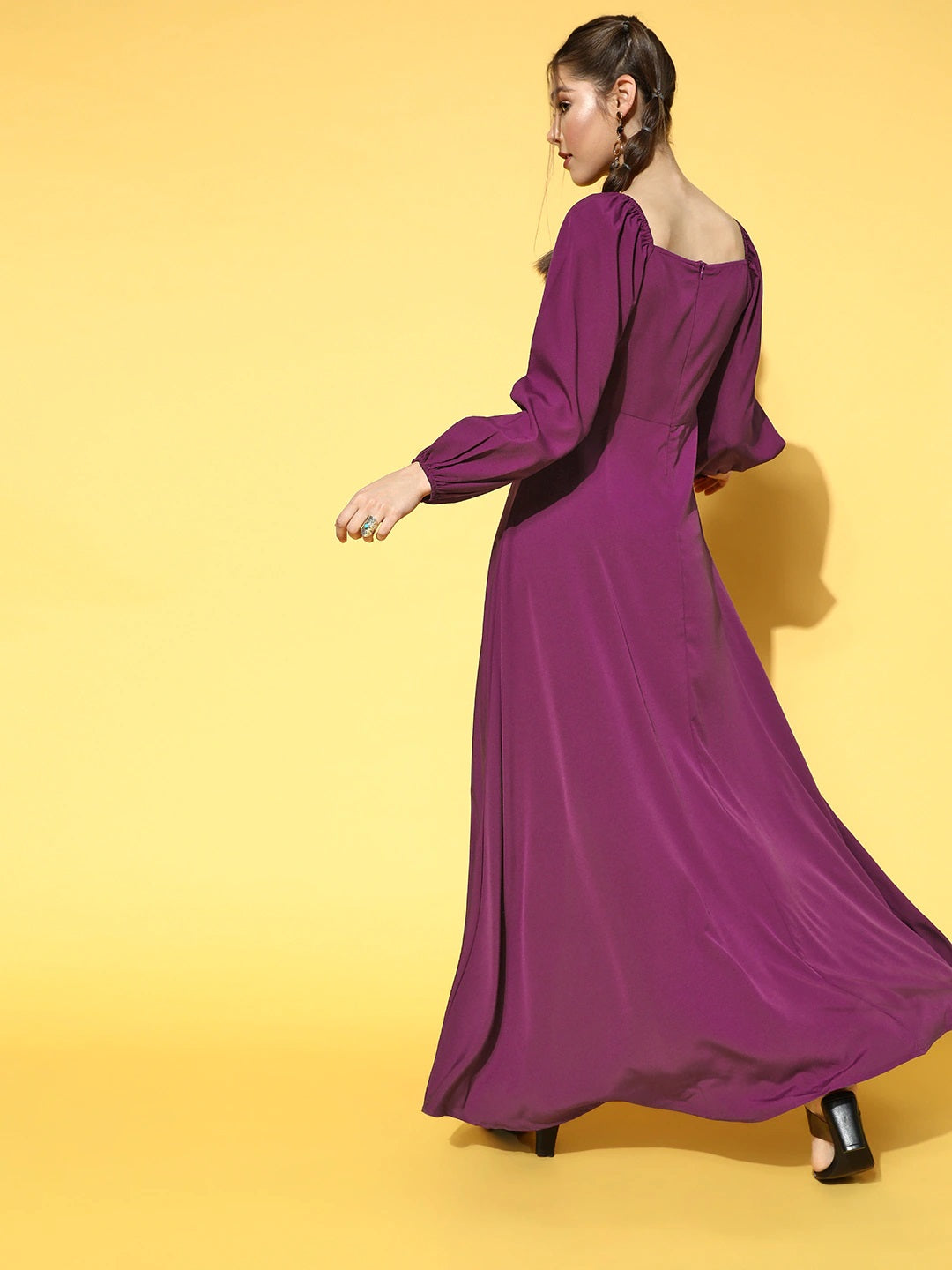 ASOS DESIGN satin mix cami cut out waist maxi dress with cross strap detail  in purple floral print | ASOS
