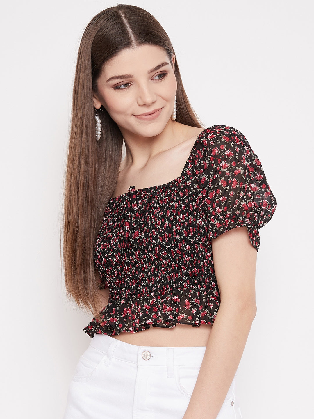 From the Shore Smocked Crop Top