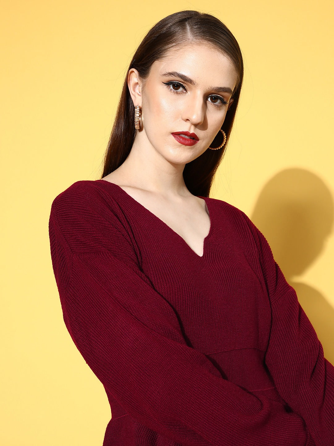 Maroon v best sale neck jumper