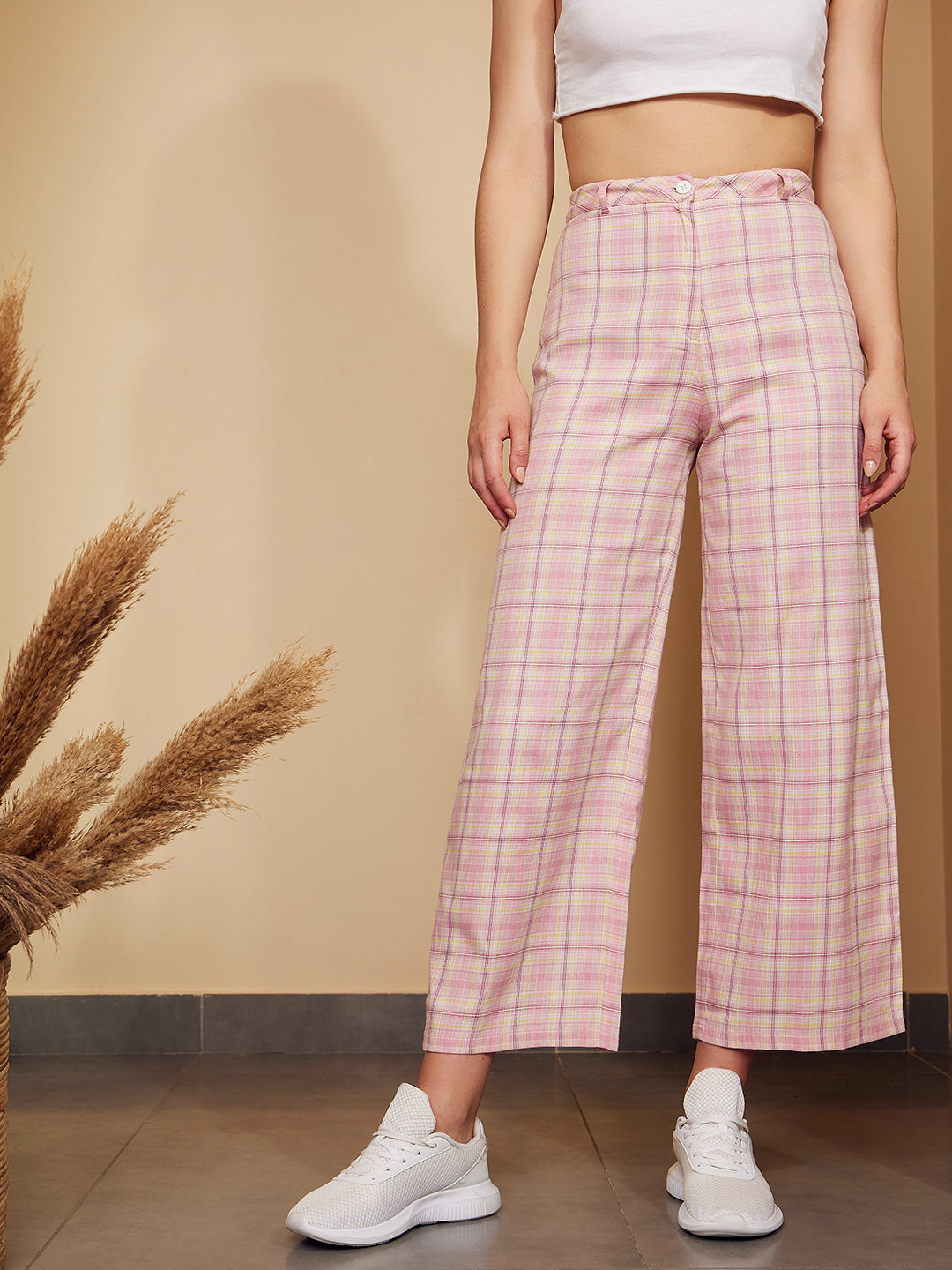 Pink Check Pants Vintage Women Casual Plaid Light Pants Black and White  Checkered Solid Pants Women Vintage Clothing Size Medium - Etsy