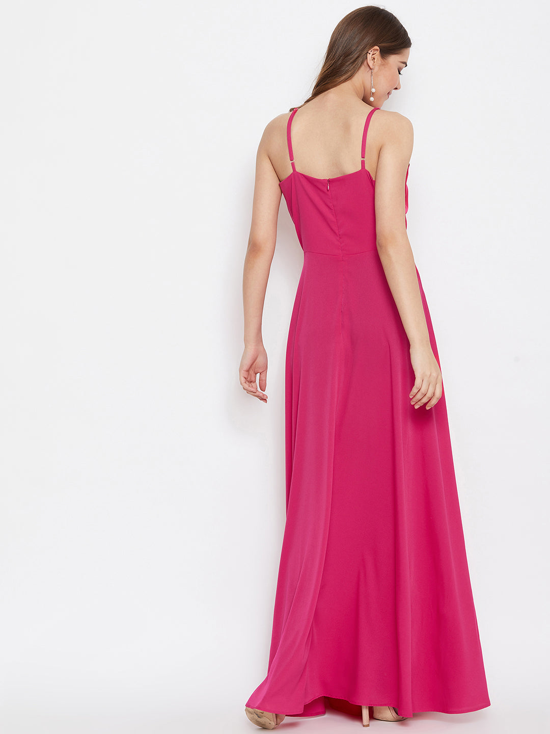 ASOS DESIGN ruched bust cut out bias maxi dress in hot pink | ASOS