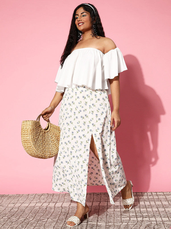 Off shoulder white outlet top plus size