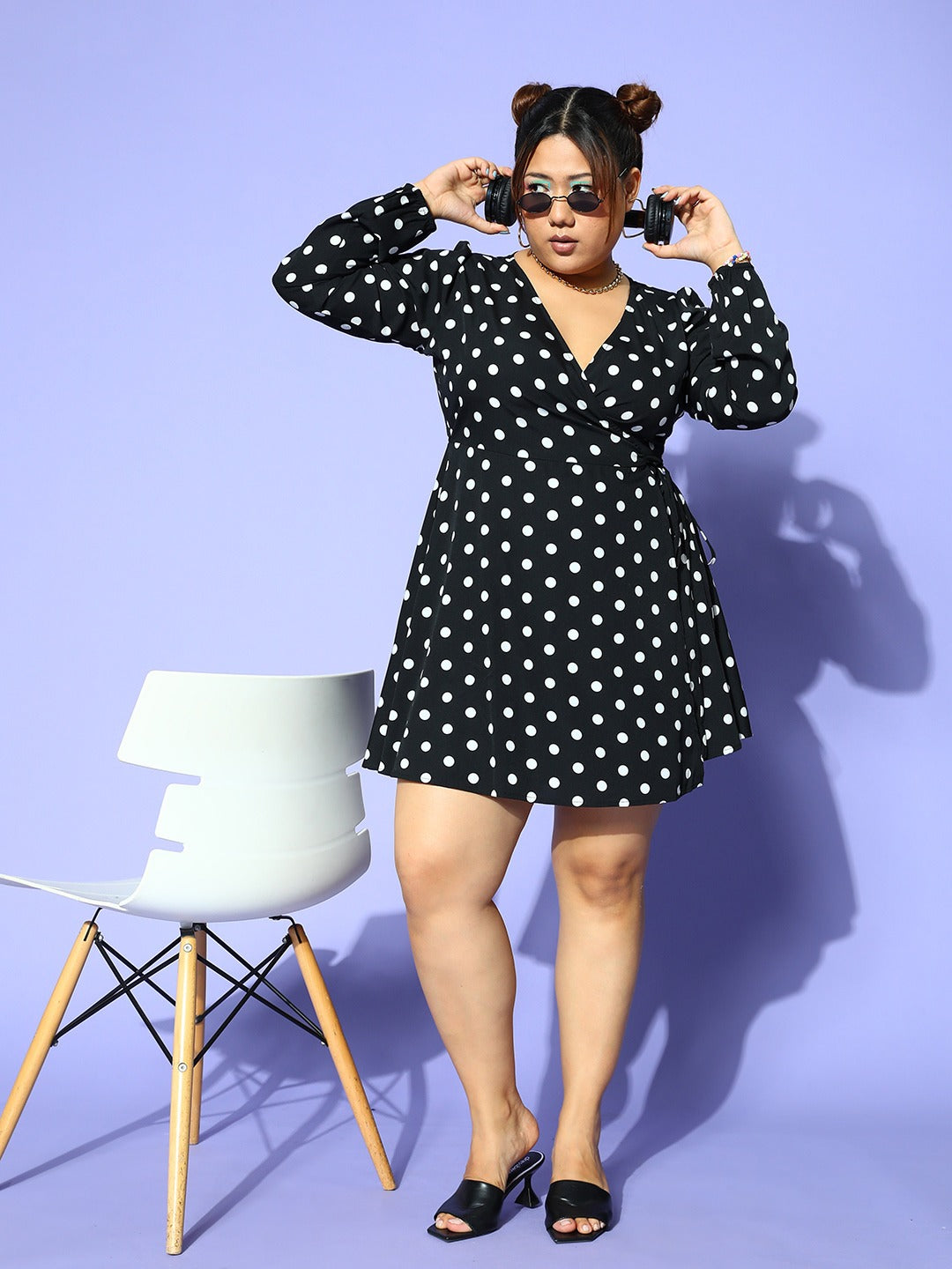 Polka dot hotsell wrap dress white