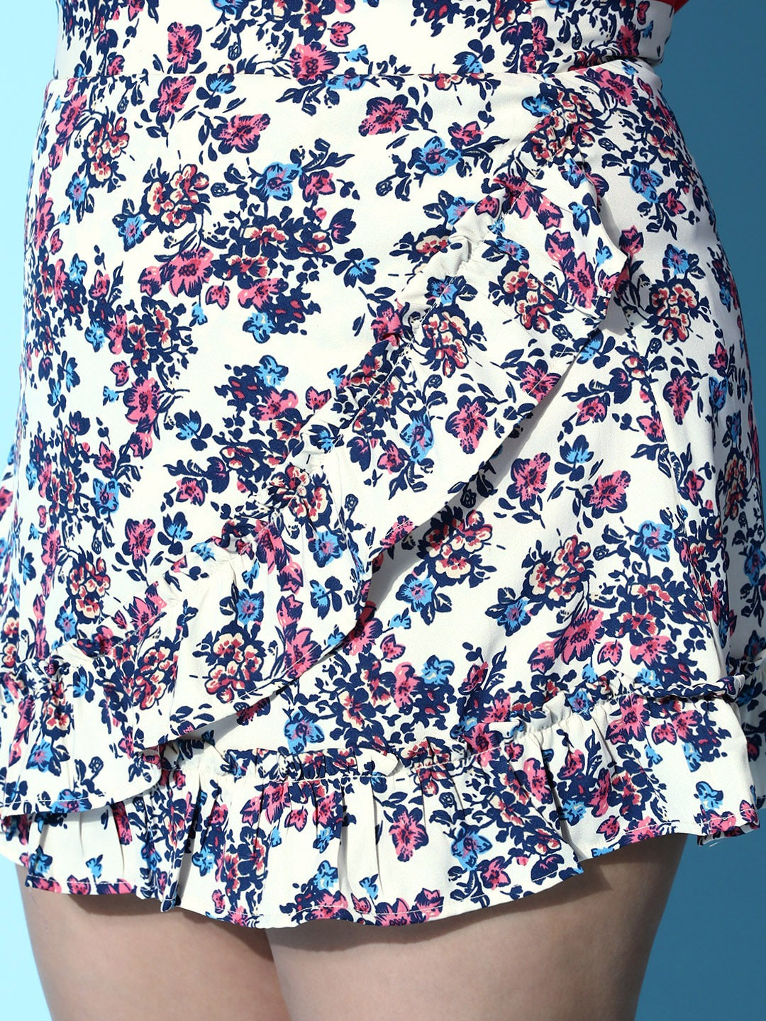 Floral drop hem mini cheap skirt