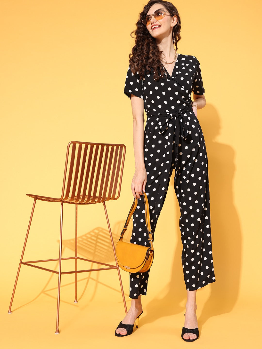 Women's polka hot sale dot jumpsuit