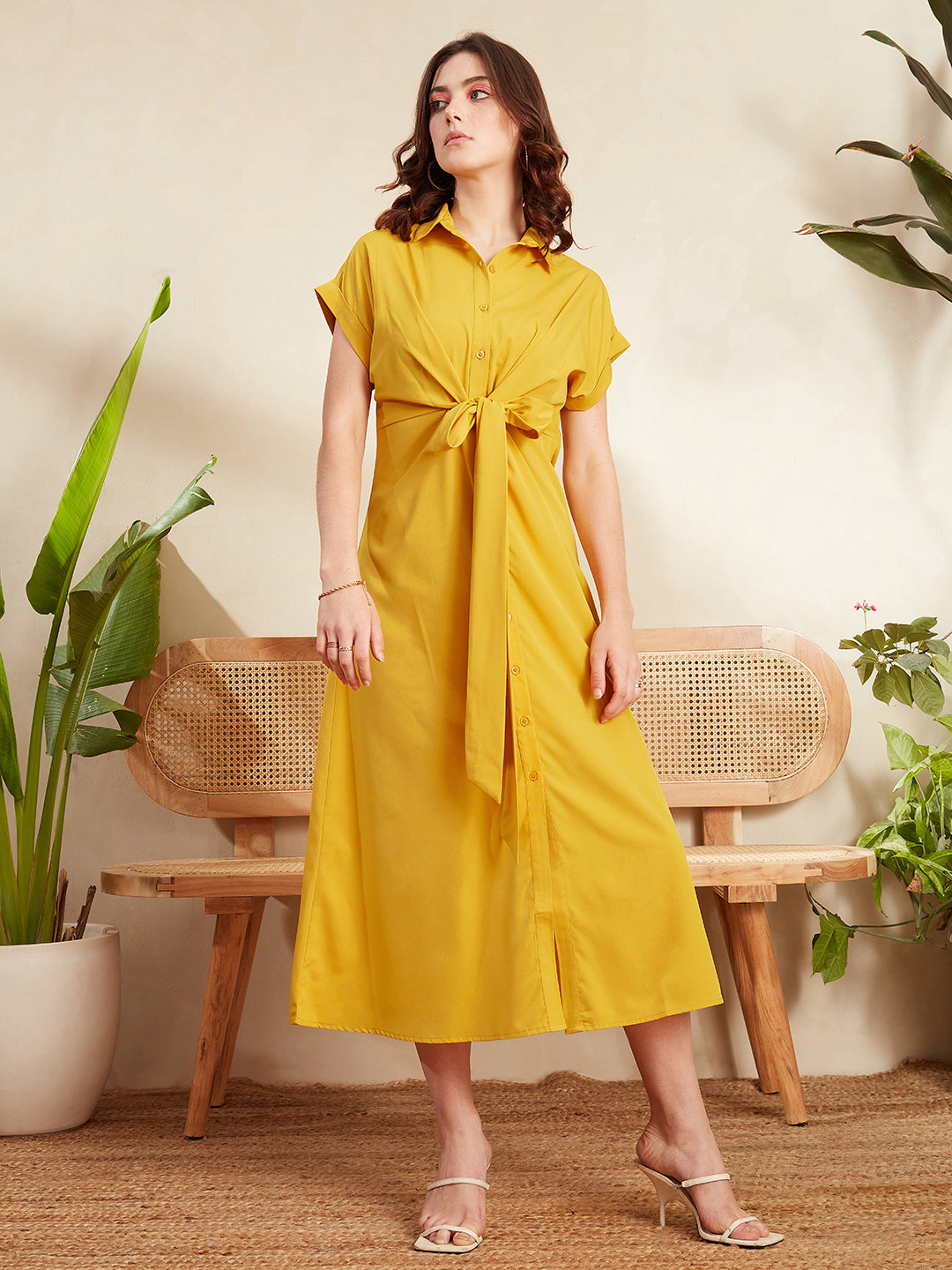 Mustard yellow 2024 shirt dress