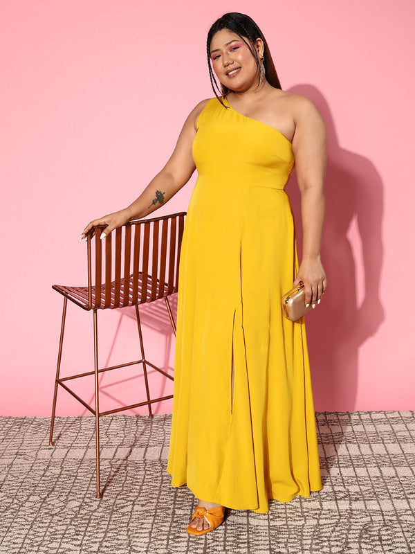 Plus size best sale yellow gown