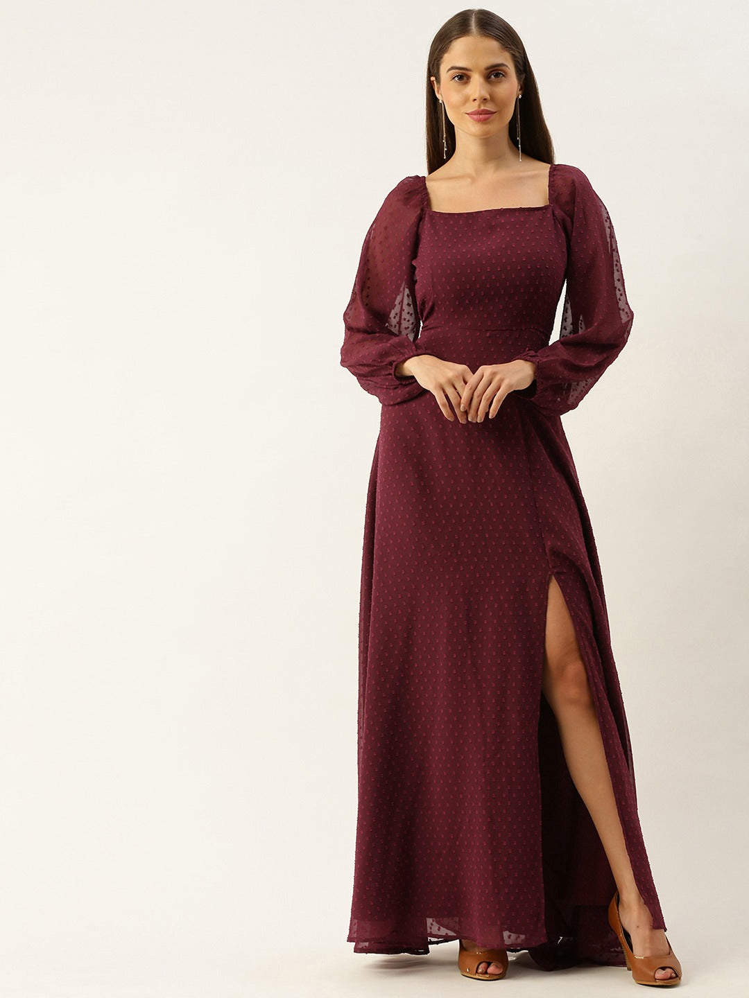 MAROON MARTINI Women Wine Georgette High Low Belt Dress at Rs 434/piece in  Gurugram