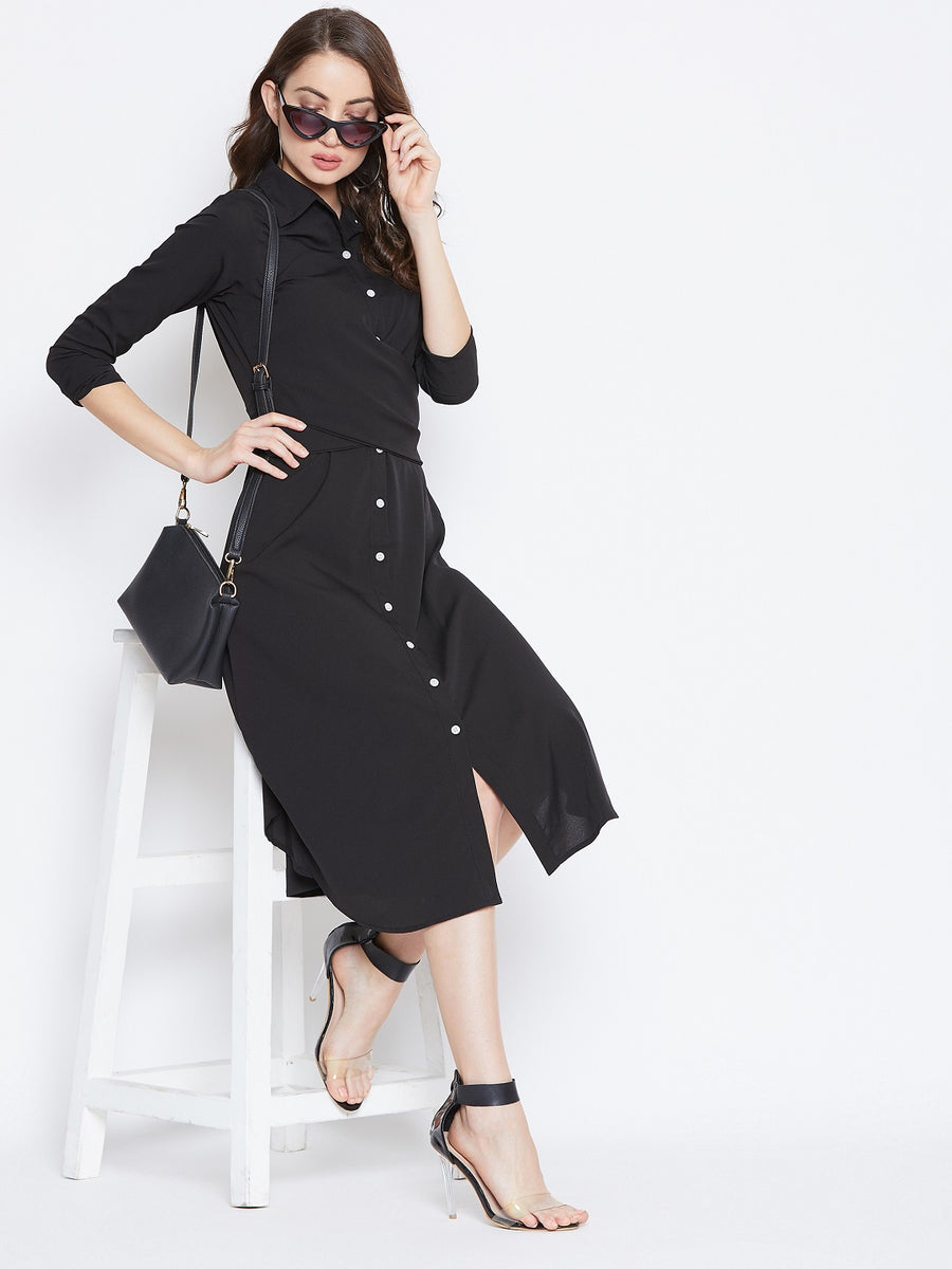 Black button up 2024 dress with collar