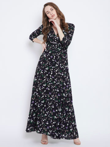 Tokyo talkies women black printed sales maxi dress