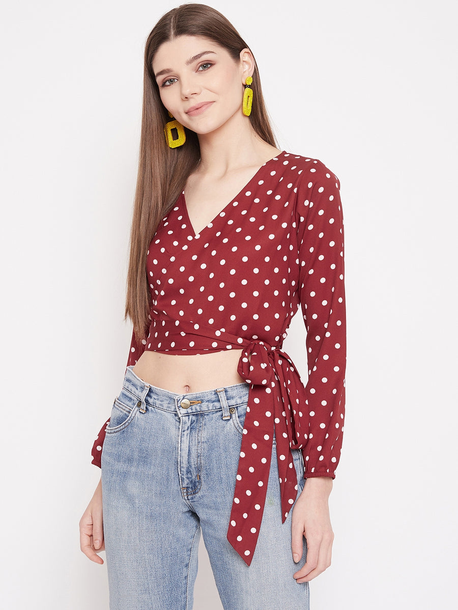 Red polka hot sale dot crop top