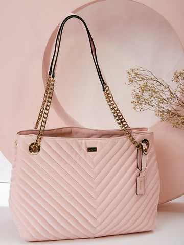 Quilted Pink Large Crossbody Bag