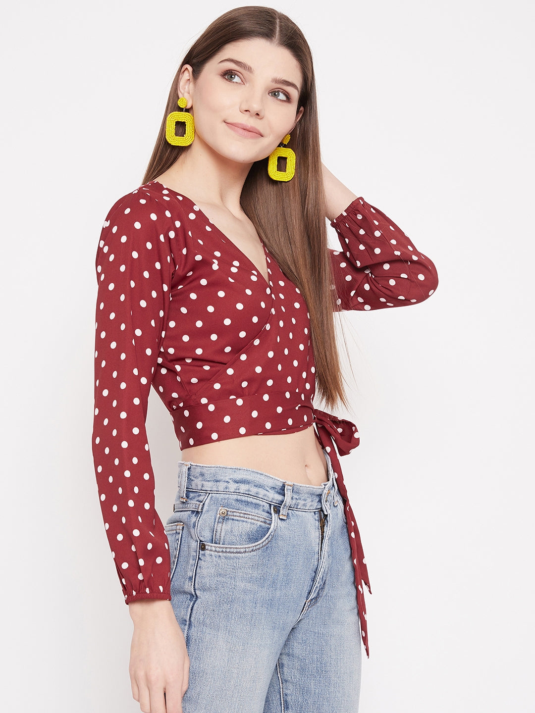 Red and white polka dot sale crop top