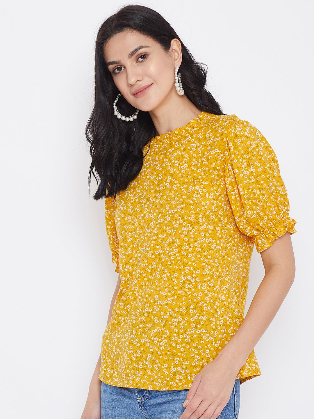 Yellow deals floral top